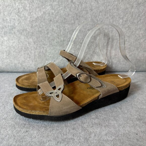 Naot Womens Size 39 US 8  Jordana Leather Sandals Taupe Brown‎ Adjustable Strap - Picture 1 of 11